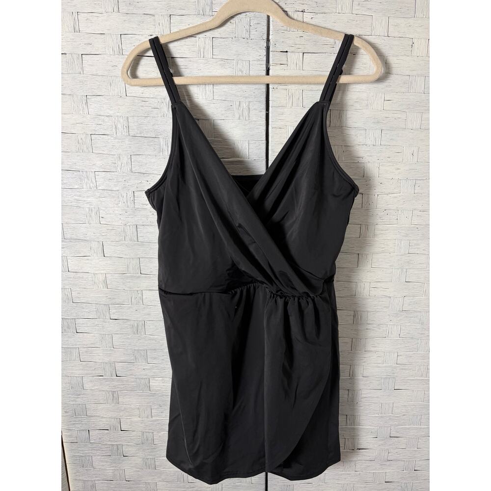 Lands'End women's one piece swimsuit modest black skirt plus size
